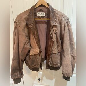 Avanti Brown Leather Bomber Jacket